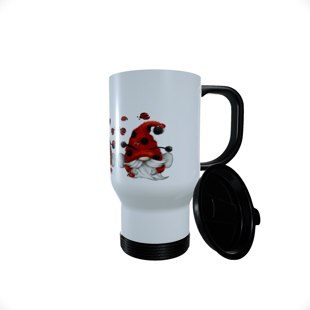 Ladybird Gnome Travel Mug, Gnome Coffee Mug, Gonk Tea Mug